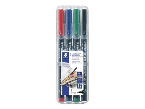 STAEDTLER Lumocolor OHP Pen Permanent Superfine 0.4mm Line Assorted Colours (Pack 4) - 313WP4 (880413)