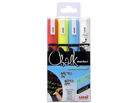 UNI Whiteboard- og Chalkmarker Uni Chalk PWE-5M 4stk 1,8-2,5mm (PWE-5M/4)