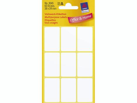 AVERY Etiket Avery hvid 38x24mm 63stk/pak 3045 (3045)