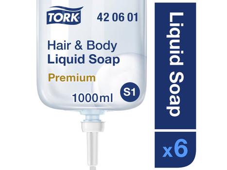 TORK Sæbe Tork Premium Hår & Krop S1 blå 420601 6x1l/pak (420601)