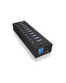 ICY BOX 10 x Port USB 3.0 Hub with USB charge port, Black