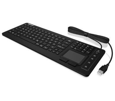 KEYSONIC KSK-6231 INEL (US) USB tastatur Sort Silikonemembran,  Vandtæt, Belyst, Integreret touchpad, Museknapper (28077)