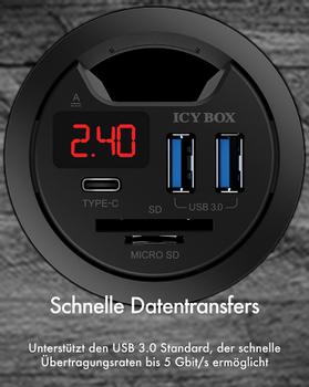 ICY BOX Desk hub whit 2 card readers charging funktion and display (60124)