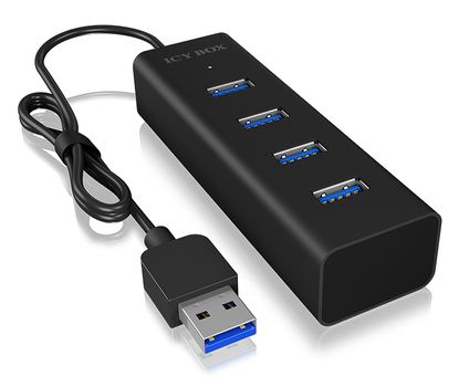 ICY BOX 4x Port USB 3.0 Hub, Black (IB-HUB1409-U3)