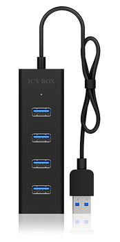 ICY BOX 4x Port USB 3.0 Hub, Black (IB-HUB1409-U3)