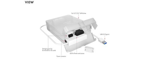 ICY BOX External 3,5' / 2,5''' Case SATA III, USB 3.0, White (IB-AC705-6G)