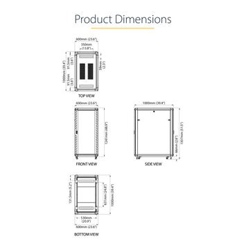 StarTech 25U Network Rack Cabinet on Wheels - 36in Deep - Portable 19in 4 Post Network Rack Enclosure for Data & IT Computer Equipment w/ Casters (RK2536BKF) - rack - 25U (RK2536BKF)