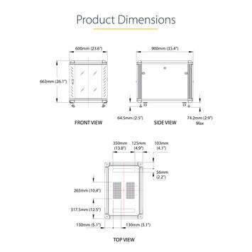 StarTech 12U AV Rack Cabinet - Network Rack with Glass Door - 19 inch Computer Cabinet for Server Room or Office (RK1236BKF) - rack - 12U (RK1236BKF)