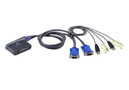 ATEN CS62US | 2-Port USB VGA/Audio Cable KVM Switch | 2in x 1out | Switch With 0,9m Cable (CS62US)