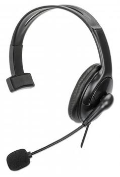 MANHATTAN MH Over-Ear Mono USB Headset, with Reversible Mic, Box (180849)