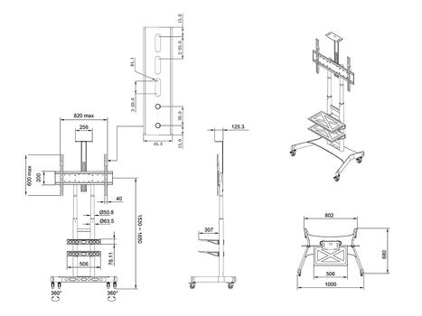 MULTIBRACKETS M Public Floorstand Basic 180 Dual Shelves (7350105213601)