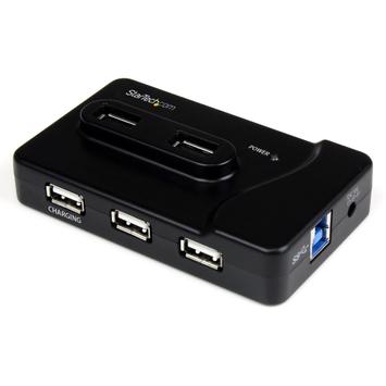StarTech 7 Port USB Hub - 2 x USB 3A, 4 x USB 2A, 1 x Dedicated Charging Port - Multi Port Powered USB Hub with 20W Power Adapter (ST7320USBC) - hub - 6 porter (ST7320USBC)