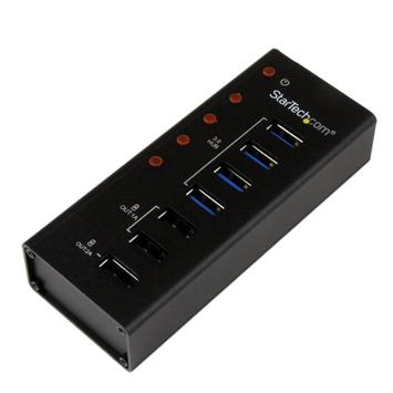 StarTech 7 Port USB 3.0 Charging Hub - 4 x USB-A, 3 x USB-A Dedicated Charging Ports - Powered Mountable USB Charging Station (ST4300U3C3) - hub - 4 porter (ST4300U3C3)