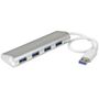 STARTECH StarTech.com 4 Port kompakter USB 3.0 Hub mit eingebautem Kabel - Aluminium USB Hub - Silber - Hub - 4 x SuperSpeed USB 3.0