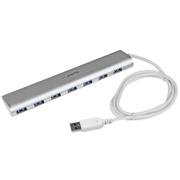STARTECH StarTech.com 7 Port kompakter USB 3.0 Hub mit eingebautem Kabel - Aluminium USB Hub - Silber - USB-Umschalter für die gemeinsame Nutzung von Peripheriegeräten - 7 x SuperSpeed USB 3.0 - Desktop