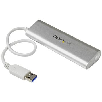 StarTech 4 Port Portable USB 3.0 Hub with Built-in Cable - Aluminum and Compact USB Hub (ST43004UA) - hub - 4 porter (ST43004UA)