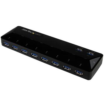 StarTech 10 Port USB 3.0 Hub with Charge & Sync Ports - 8 x USB-A, 2 x USB-A Fast Charge Ports - Multi Port Powered USB Hub (ST103008U2C) - USB-periferdelesvitsj - 10 porter (ST103008U2C)