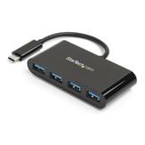 StarTech 4 Port USB 3.0 Hub - USB-C to 4x USB-A - Bus Powered - hub - 4 porter (HB30C4AB)
