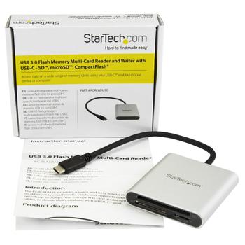 STARTECH FLASH MEMORY MULTI-CARD READER USB 3.0 W/ USB-C-SD/ MICROSD/ CF ACCS (FCREADU3C)