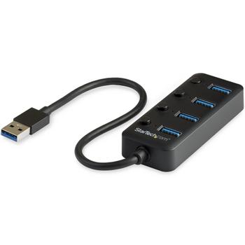 STARTECH StarTech.com USB3 4 Port Hub with On and Off Switches (HB30A4AIB)