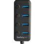 STARTECH StarTech.com USB3 4 Port Hub with On and Off Switches (HB30A4AIB)