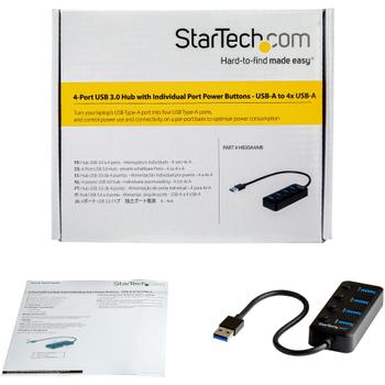 STARTECH 4-PORT USB 3.0 HUB - 4X USB-A WITH INDIVIDUAL ON/OFF SWITCHES PERP (HB30A4AIB)