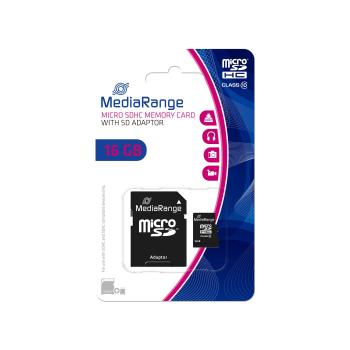 MediaRange SD MicroSD Card 16GB SD CL.10 inkl. Adapter (MR958)