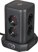 BRENNENSTUHL Socket Tower 8-fold with 4 USB 2m    black