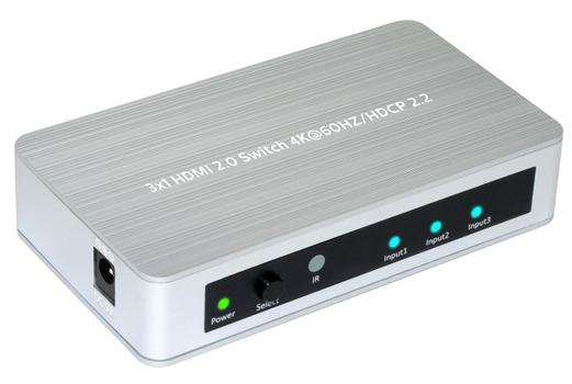 MICROCONNECT HDMI 2.0 Switch 3 to 1 way (MC-HMSW301B)