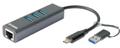 D-LINK USB-C/USB to Gigabit Ethernet Adapter with 3 USB 3.0 Ports