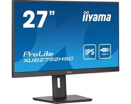 IIYAMA a ProLite XUB2792HSC-B5 - LED monitor - 27" - 1920 x 1080 Full HD (1080p) @ 75 Hz - IPS - 250 cd/m² - 1000:1 - 4 ms - HDMI, DisplayPort,  USB-C - speakers - black, matte (XUB2792HSC-B5)