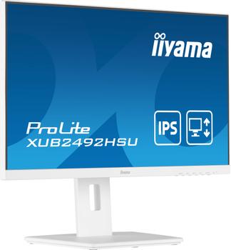 IIYAMA a ProLite XUB2492HSU-W5 - LED monitor - 24" (23.8" viewable) - 1920 x 1080 Full HD (1080p) @ 75 Hz - IPS - 250 cd/m² - 1000:1 - 4 ms - HDMI, VGA, DisplayPort - speakers - matt white (XUB2492HSU-W5)