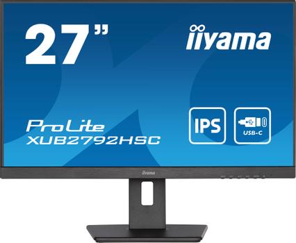 IIYAMA a ProLite XUB2792HSC-B5 - LED monitor - 27" - 1920 x 1080 Full HD (1080p) @ 75 Hz - IPS - 250 cd/m² - 1000:1 - 4 ms - HDMI, DisplayPort,  USB-C - speakers - black, matte (XUB2792HSC-B5)