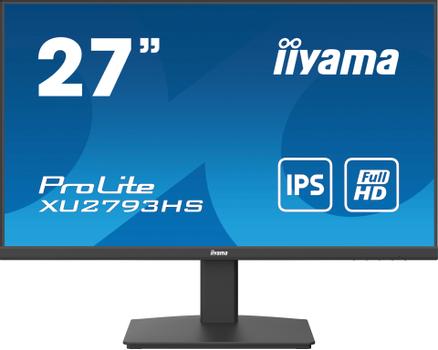 IIYAMA ProLite XU2793HS-B6 - LED-monitor - 27" - 1920 x 1080 Full HD (1080p) @ 100 Hz - IPS - 250 cd/m˛ - 1000:1 - 1 ms - HDMI, DisplayPort - luidsprekers - zwart, mat (XU2793HS-B6)