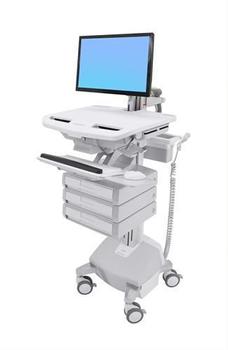 Ergotron StyleView Cart with LCD Arm, LiFe Powered, 3 Drawers vogn - åpen arkitektur - for LCD-skjerm / tastatur / mus / CPU / bærbar / strekkodeskanner - TAA-samsvar (SV44-1232-2)