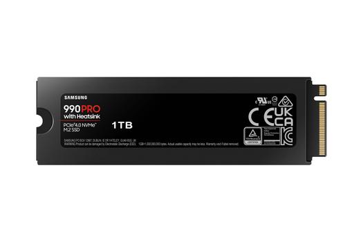 SAMSUNG 990 PRO MZ-V9P1T0GW - SSD - krypterat - 1 TB - inbyggd - M.2 2280 - PCIe 4.0 x4 (NVMe) - 256 bitars AES - TCG Opal Encryption 2.0 - integrerad kylfläns - för Sony PlayStation 5 (MZ-V9P1T0GW)