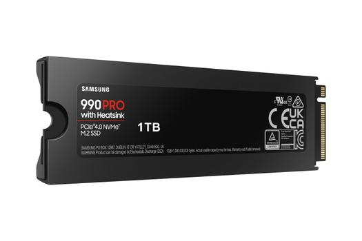 SAMSUNG 990 PRO MZ-V9P1T0GW - SSD - krypterat - 1 TB - inbyggd - M.2 2280 - PCIe 4.0 x4 (NVMe) - 256 bitars AES - TCG Opal Encryption 2.0 - integrerad kylfläns - för Sony PlayStation 5 (MZ-V9P1T0GW)