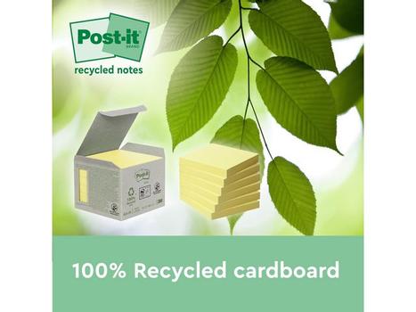 POST-IT Super Sticky Recycled notesblok 76x76mm gul 4stk (7100285105)