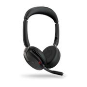JABRA a Evolve2 65 Flex MS Stereo - Headset - on-ear - Bluetooth - wireless - active noise cancelling - USB-A - black - with wireless charging pad - Certified for Microsoft Teams