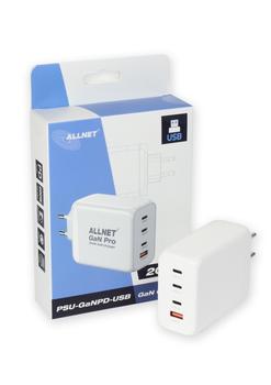 ALLNET Ersatznetzteil QC USB-C PD GaN Netzteil Power Supply 200 Watt 1x USB Typ-A QC, 3x USB Typ-C**EU PLUG** (PSU-GaNPD-USB-1A3C-200W)
