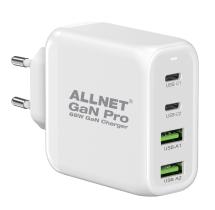 ALLNET Ersatznetzteil QC USB-C PD GaN Netzteil Power Supply 68 Watt 2x USB Typ-A QC, 2x USB Typ-C**EU PLUG** (PSU-GaNPD-USB-2A2C-68W)