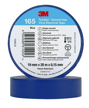 3M Temflex el vinyltape 165, Blå, 19 mm x 20 m, 100 rl/pk (7100184801)