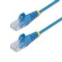 STARTECH 0.5M SLIM CAT6 CABLE - BLUE SNAGLESS - 28 AWG COPPER WIRE CABL