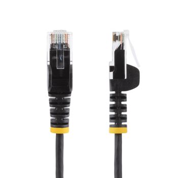 STARTECH StarTech.com 2.5m Slim LSZH CAT6 Ethernet Cable, 10 Gigabit Snagless RJ45 100W PoE Patch Cord, CAT 6 10GbE UTP Network Cable w/Strain Relief, Black, Fluke Tested/ ETL/ Low Smoke Zero Halogen - Category  (N6PAT250CMBKS)