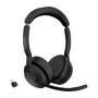JABRA a Evolve2 55 UC Stereo - Headset - on-ear - Bluetooth - wireless - active noise cancelling - USB-C - black - Zoom Certified, Cisco Webex Certified, Alcatel-Lucent Certified, Avaya Certified, Unify Cer