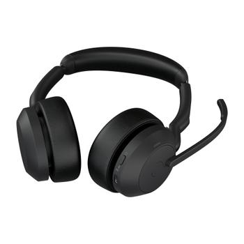 JABRA a Evolve2 55 UC Stereo - Headset - on-ear - Bluetooth - wireless - active noise cancelling - USB-C, USB-A - black - with charging stand - Zoom Certified,   Cisco Webex Certified,   Optimised for UC, Alcat (25599-989-989)