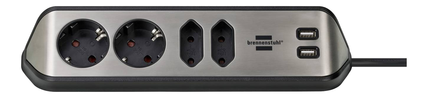 Brennenstuhl estilo corner extension lead with USB charging function B (1153590410)