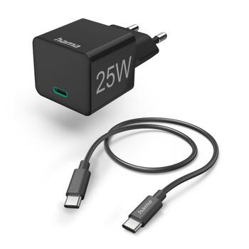 HAMA Quick Charger 1x USB-C with Cable 25W PD 1.0m Black (00125126)