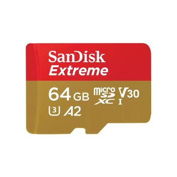 SANDISK k Extreme - Flash memory card - 64 GB - A2 / Video Class V30 / UHS-I U3 / Class10 - microSDXC UHS-I (SDSQXAH-064G-GN6GN)