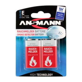 ANSMANN Ansm Batterie für Rauchmelder | Alkaline 9V EBlock, 2er Blister (1515-0006)